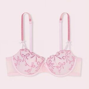 PINK x LoveShackFancy Push-Up Put a Bow on It Balconette Bra Size 36A New!
